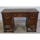 Oak Converted Desk by Beavan of Newcastle, 77cm high, 121cm wide, 51cm deep