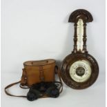 Mahogany Barometer, With a Pair of Binoculars by Barr & Stroud of Glasgow (2)