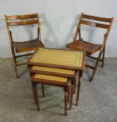 Pair of Folding Ships style Chairs, 78cm high, With a Nest of Three Tables (a lot)