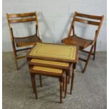 Pair of Folding Ships style Chairs, 78cm high, With a Nest of Three Tables (a lot)