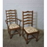 Set of Six Ladder Back Chairs, 105cm high (6)