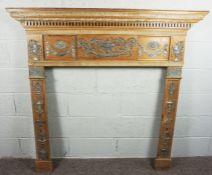 A George III Pewter Mounted Pine and Gesso Fire Surround,