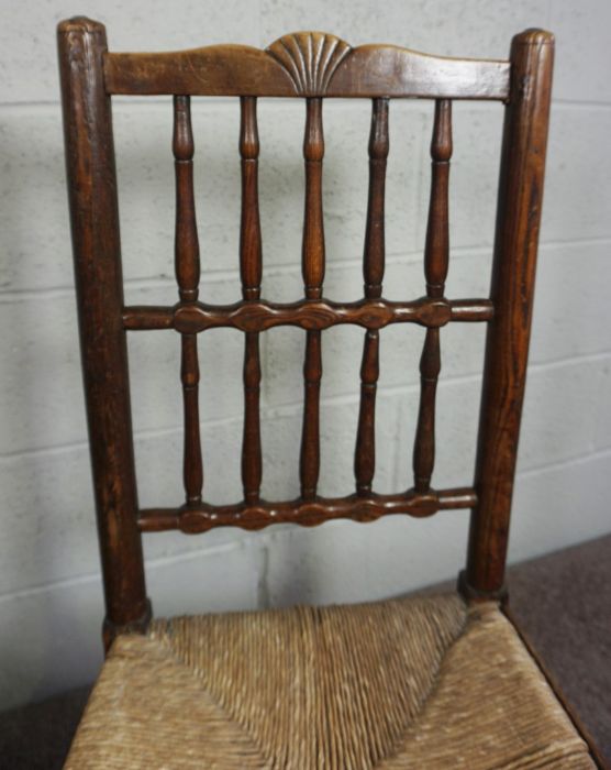 Two Lancashire Style Oak Kitchen Chairs, 19th Century, Both having woven rush seats, 91cm, 97cm high - Image 3 of 7