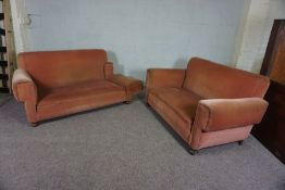 Two Pink Two Seater Sofas