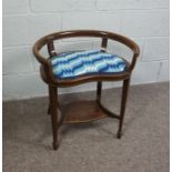 Mahogany Window Seat with Blue and White Cushion, Circa 18th Century with reupholstered cushion pad