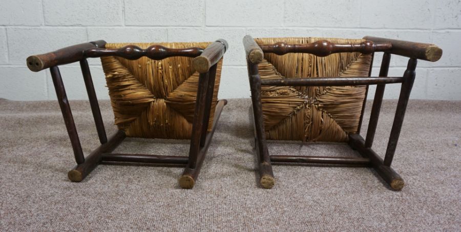 Two Lancashire Style Oak Kitchen Chairs, 19th Century, Both having woven rush seats, 91cm, 97cm high - Image 6 of 7