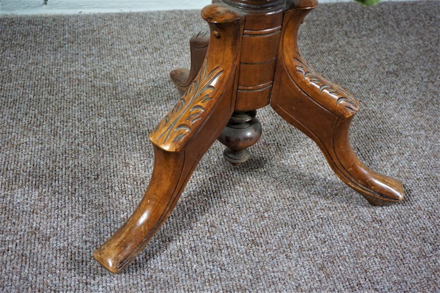 Walnut Stained Piano Stool with Green Cushion - Image 10 of 12