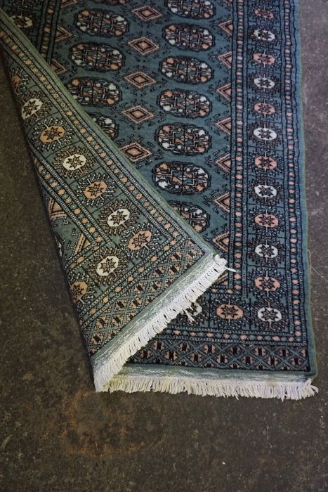 Green Large Handmade Bokhara Rug, 127cm x 130cm, and a matching runner 125cm x 55cm from the - Image 8 of 9