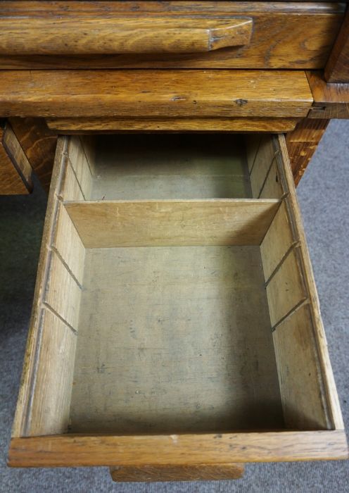 Oak Roll Top Desk, Circa Early 20th Century, Having a tambour roller shutter, Above a drawer, - Image 5 of 5