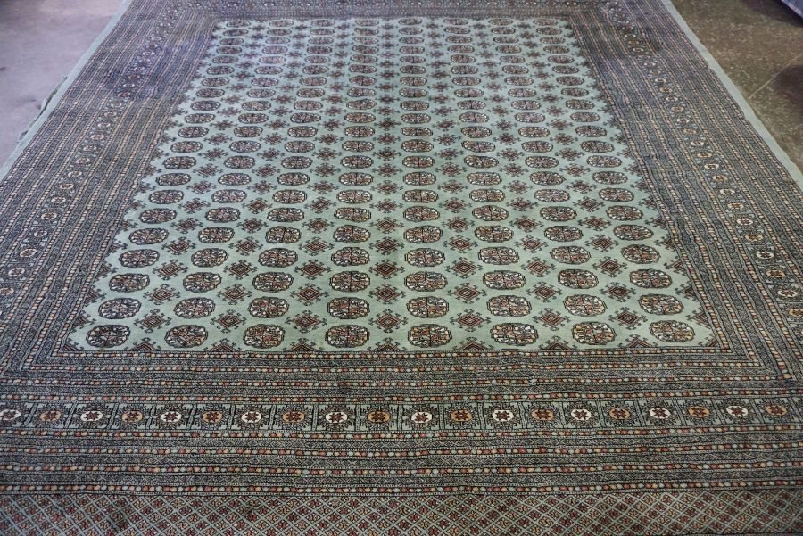 Green Large Handmade Bokhara Rug, 127cm x 130cm, and a matching runner 125cm x 55cm from the