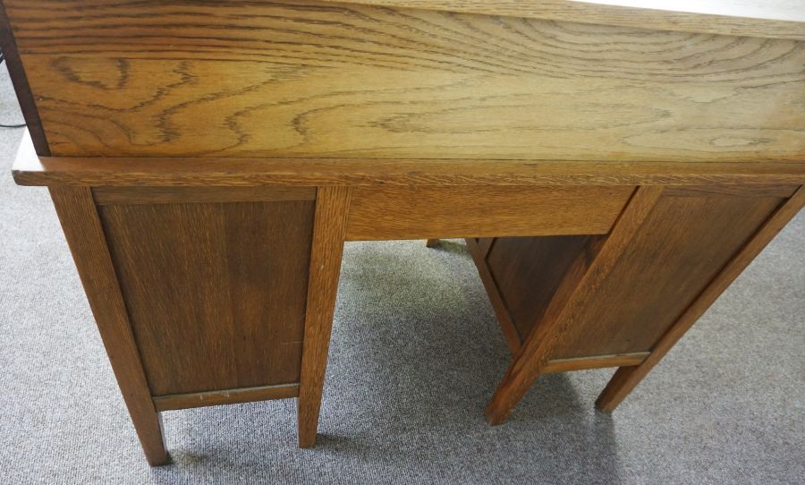 Oak Roll Top Desk, Circa Early 20th Century, Having a tambour roller shutter, Above a drawer, - Image 4 of 5