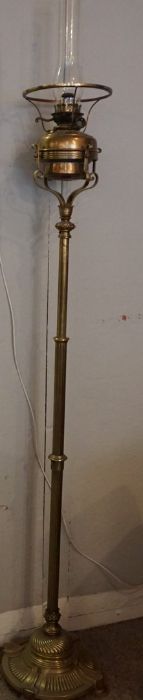 Late Victorian Brass Stand and Oil Lamp, Circa 1700, still in working order