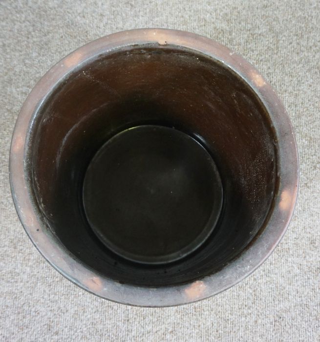 A Brown Glazed Earthenware Pot of cylindrical form with loop handles - Image 3 of 3