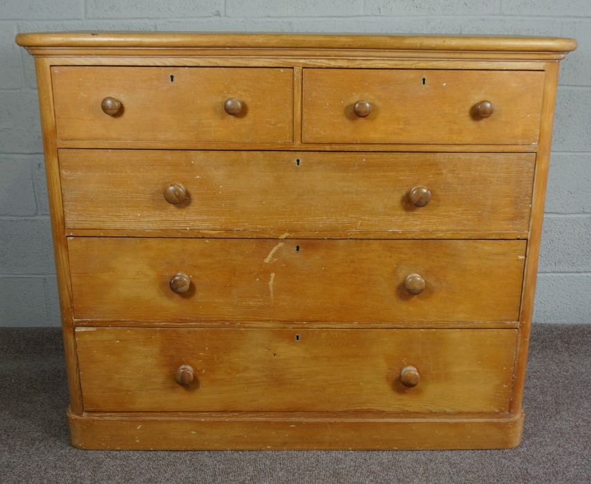 Victorian Pine Chest of Drawers, Having two small drawers, Above three long drawers, 111cm high, - Image 3 of 6