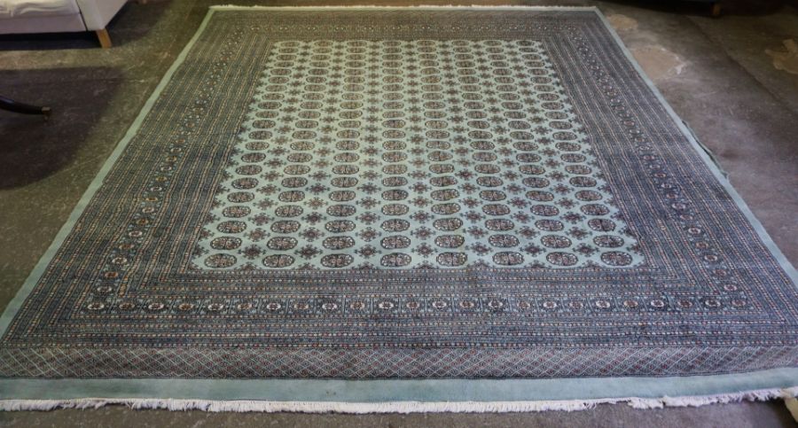 Green Large Handmade Bokhara Rug, 127cm x 130cm, and a matching runner 125cm x 55cm from the - Image 2 of 9