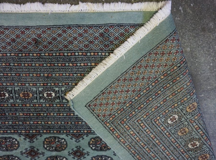 Green Large Handmade Bokhara Rug, 127cm x 130cm, and a matching runner 125cm x 55cm from the - Image 4 of 9