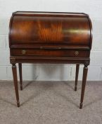 Mahogany Cylinder Bureau, In Louis XVI style, with fitted interior on fluted legs, 77cm wide