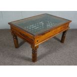 Modern Glass and Lead topped Oak Table