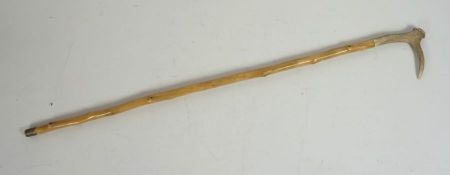 Bamboo Walking Stick with an Antler Grip, 96cm long