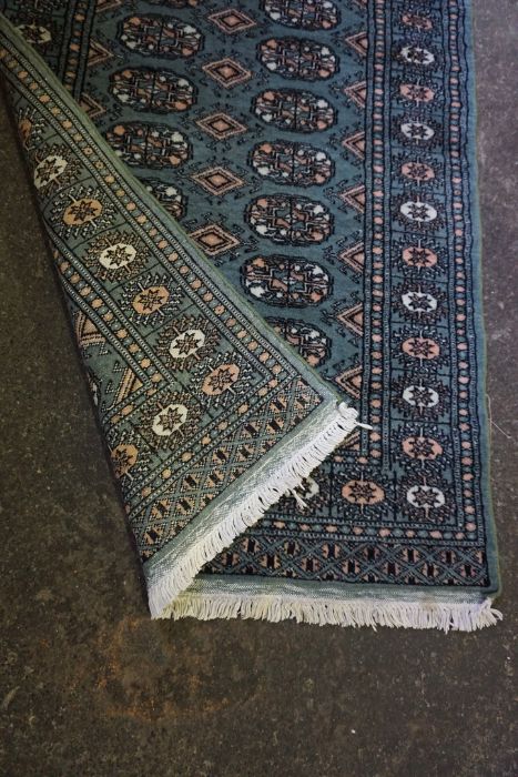 Green Large Handmade Bokhara Rug, 127cm x 130cm, and a matching runner 125cm x 55cm from the - Image 9 of 9