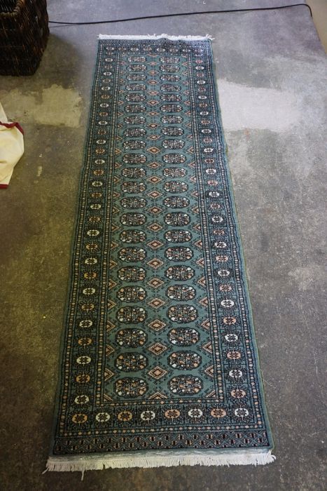 Green Large Handmade Bokhara Rug, 127cm x 130cm, and a matching runner 125cm x 55cm from the - Image 5 of 9