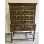 Charles II Oak Chest on Stand, Circa Late 17th Century, Having four long drawers above two small