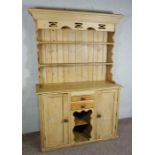 Pine Dresser, Late 19th Century, Having open shelving above drawers and cupboard doors, 189cm