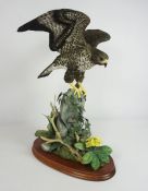 Border Fine Arts Figure, "The Buzzard" by R J Roberts, on an oak plinth, number 39 of a limited