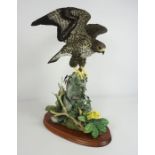 Border Fine Arts Figure, "The Buzzard" by R J Roberts, on an oak plinth, number 39 of a limited