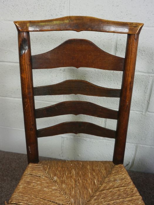 Two Lancashire Style Oak Kitchen Chairs, 19th Century, Both having woven rush seats, 91cm, 97cm high - Image 4 of 7