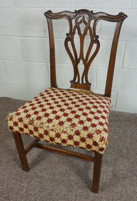 Chippendale Style Mahogany Dining Chair, 94cm high Condition reportAreas of old worm to the chair