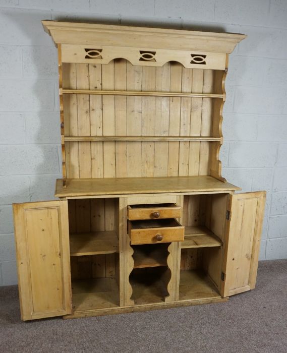 Pine Dresser, Late 19th Century, Having open shelving above drawers and cupboard doors, 189cm - Image 2 of 7