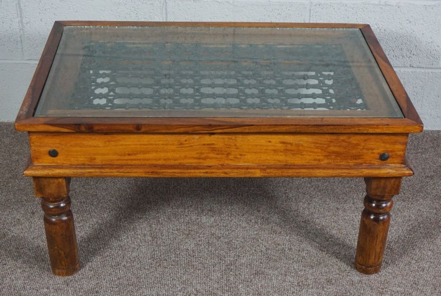 Modern Glass and Lead topped Oak Table - Image 2 of 10