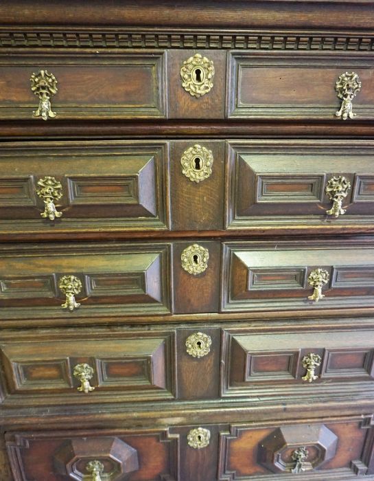 Charles II Oak Chest on Stand, Circa Late 17th Century, Having four long drawers above two small - Image 6 of 8