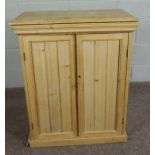 Victorian Pine Cupboard, Having two doors, 93cm high, 73cm wide, 40cm deep