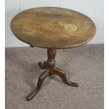 George III Oak Tripod Table, Circular snap top, 68cm high, 63cm wide