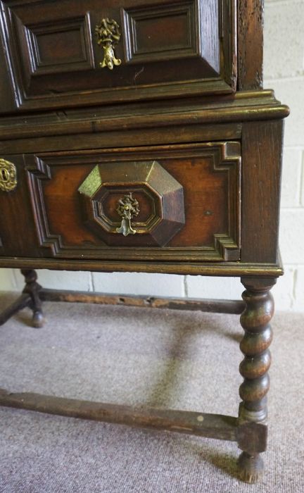 Charles II Oak Chest on Stand, Circa Late 17th Century, Having four long drawers above two small - Image 7 of 8