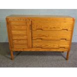 Pine cupboard comprising of 3 draws and one sectional cupboard, L 126cms approx., H 92cms approx., W