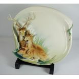 A Franz Designer Gallery Collection Plaque, Modelled and painted in relief with a Family of Deer