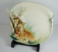 A Franz Designer Gallery Collection Plaque, Modelled and painted in relief with a Family of Deer