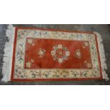 Small Oriental Orange Rug 49cm x 79cm