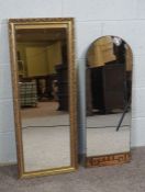 Two Wall Mirrors of rectangular form and rounded rectangular form