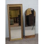 Two Wall Mirrors of rectangular form and rounded rectangular form