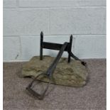 Equestian Boot Pull and Scraper, Stirrup set in stone with a metal boot scraper