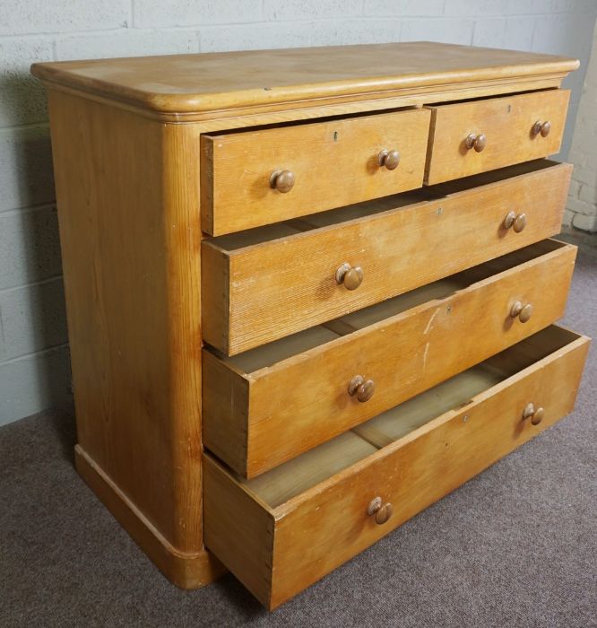 Victorian Pine Chest of Drawers, Having two small drawers, Above three long drawers, 111cm high, - Image 4 of 6