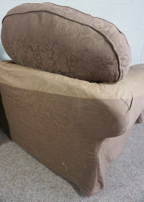 Two brown fabric covered arm chairs - Image 4 of 5