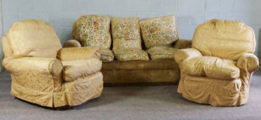 Vintage three piece lounge suite, the Sofa 73cm high, 184cm wide (3)