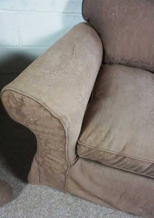 Two brown fabric covered arm chairs - Image 3 of 5