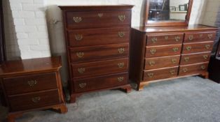 Modern Bedroom Suite, Retailed by Bassett, Comprising of a Large Mirror. Chest of Drawers, Pair of