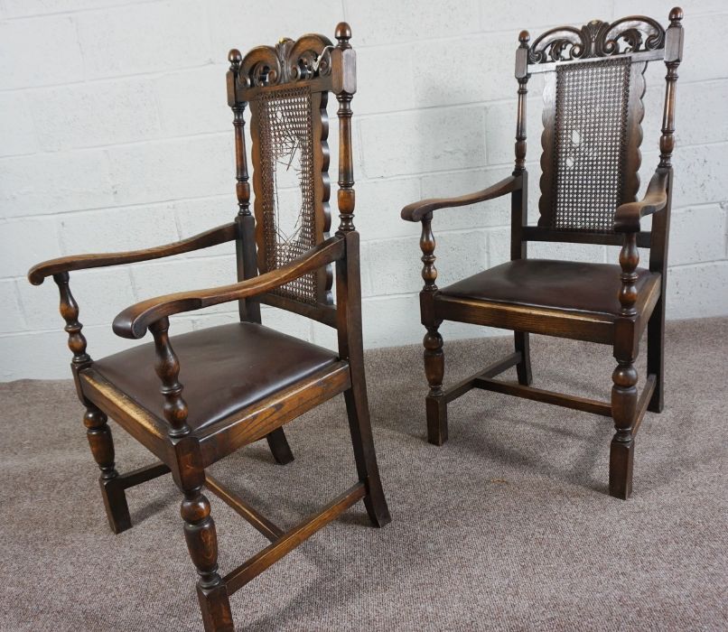 Pair of Oak & Bergere Carver Chairs, Circa Early 20th Century, 112cm high (2)Condition reportOld - Image 2 of 4